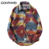 GONTHWID Hip Hop Tie Dye przystawki przycisk z długim rękawem koszule męskie mody dorywczo Streetwear sukienka koszula płaszcze męskie Hipster koszule topy